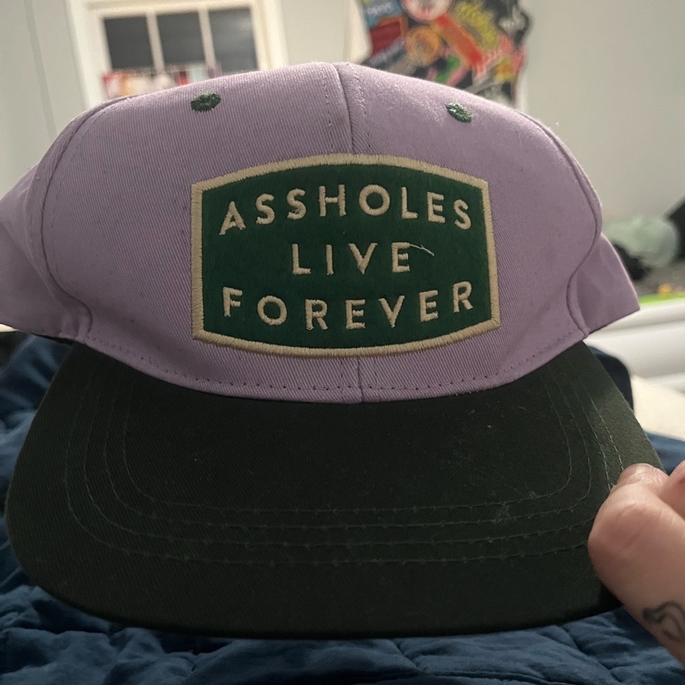 Purple and Green Cap with Bold Statement